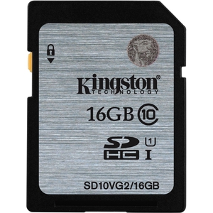 Карта памяти SDHC 16Gb Kingston Class 10 UHS-I (U1) R:45 W:10 - SD10VG2/16GB