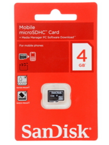 Кaрта памяти microSDHC 4Gb SanDisk Class 4 SDSDQM-004G-B35