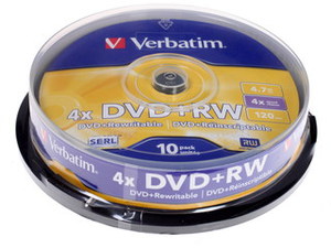DVD-диск Verbatim DVD+RW 4.7Gb 4x 10шт