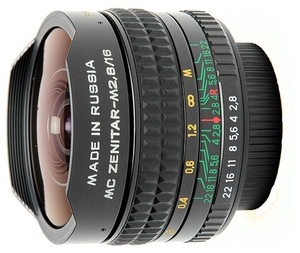 Объектив Зенит Зенитар-М М42 16mm F2.8 Fisheye