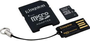 Карта памяти microSDHC 16Gb Kingston Kit Class 10 MBLY10G2/16GB c картридером + переходник под SD