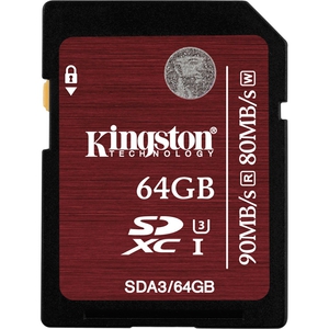Карта памяти Kingston SDXC 64Gb Class 10 UHS-I U3 (90/80 MB/s) SDA3/64GB