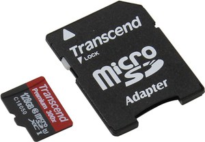 128Gb - Transcend - Micro Secure Digital XC Class 10 UHS-I TS128GUSDU1 с переходником под SD (Оригинальная!)