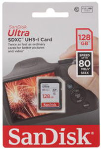 Карта памяти SDXC 128Gb SanDisk Ultra Class 10 R:80 UHS-I SDSDUNC-128G-GN6IN