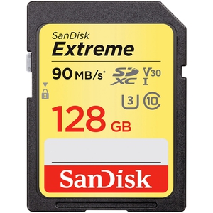 Кaрта памяти SDXC 128Gb SanDisk Extreme Class 10 R:90 W:60 UHS-I U3 SDSDXVF-128G-GNCIN