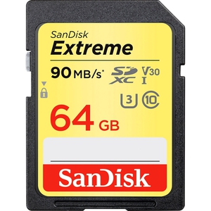 Карта памяти SDXC 64Gb SanDisk Extreme Class 10 UHS-I U3 R:90 W:40 SDSDXVE-064G-GNCIN