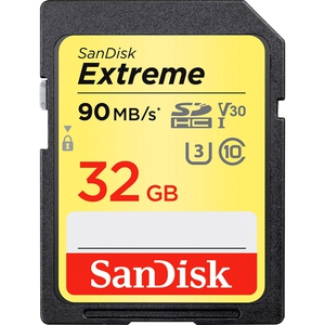 Карта памяти SDHC 32Gb SanDisk Extreme Class 10 UHS-I U3 R:90 W:40 SDSDXVE-032G-GNCIN
