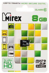 microSDHC 8Gb - Mirex - Micro Secure Digital HC Class 10 13612-MC10SD08 (Оригинальная!)