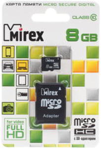 microSDHC 8Gb - Mirex - Micro Secure Digital HC Class 10 13613-AD10SD08