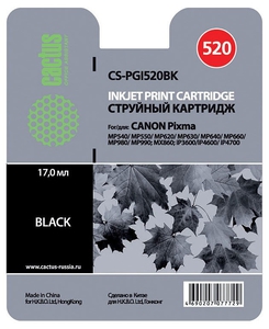 Картридж струйный Cactus CS-PGI520BK черный для Canon Pixma MP540/ MP550/ MP620/ MP630 (16ml)