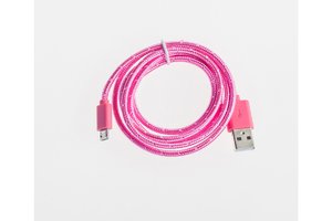 Кабель Prolike USB Micro 5 pin AM-BM нейлоновая оплетка, 1,2 м, розовый