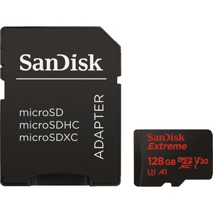 Карта памяти 128Gb microSDXC Sandisk Extreme Class 10 UHS-I U3 + адаптер (SDSQXAF-128G-GN6AA)