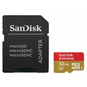 Карта памяти 32Gb - SanDisk Extreme Action microSDXC V30 A1 UHS-I U3 SDSQXAF-032G-GN6AA с переходником под SD