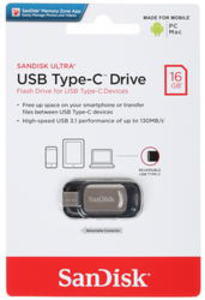 USB флешка 16Gb USB 3.1 Type-C Sandisk Ultra (SDCZ450-016G-G46) черный