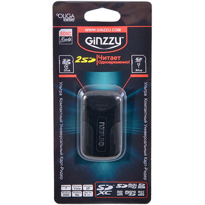 Картридер Ginzzu внешний, мультиформатный, USB 2.0, черный (GR-422B)
