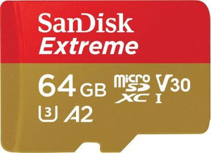 Карта памяти 64Gb microSDXC Sandisk Extreme Class 10 UHS Class 3, UHS-I + адаптер (SDSQXA2-064G-GN6MA)