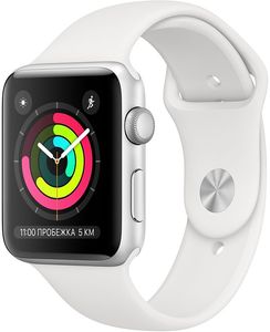 Умные часы APPLE Watch Series 3 38mm Silver Aluminium Case with White Sport Band MTEY2RU/A