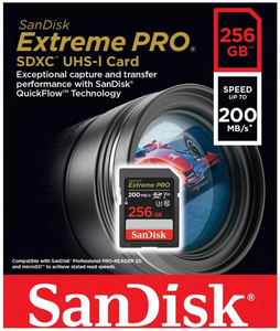 Кaрта памяти 256Gb SanDisk Extreme Pro SDHC Class 10 UHS-I U3  200 Mb/s SDSDXXD-256G-GN4IN